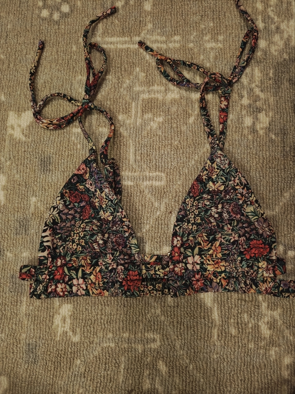 Montce Black Floral Bikini Top